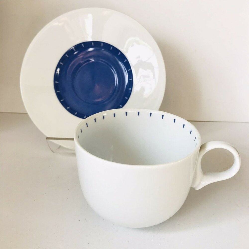 Dansk Ditto Blue Flat Cup and Saucer Set